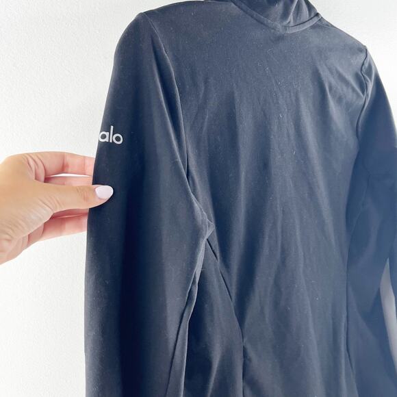 Alo Alosoft 1/2 Zip Rapid Long Sleeve Pullover Jacket Shirt Top Black Small - Picture 4 of 7